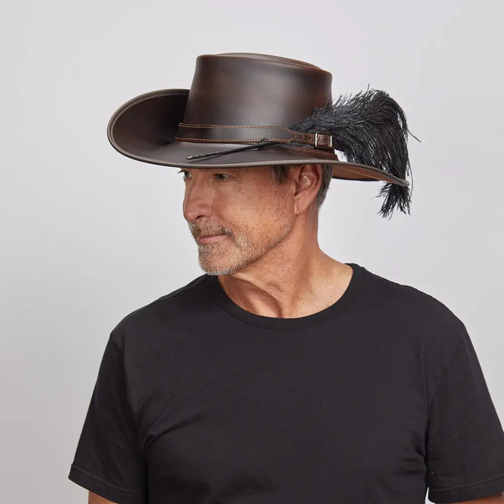 Cavalier Feather | Mens Renaissance Fair Leather Hat