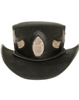 charmer black leather top hat front view