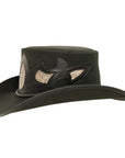 charmer black leather top hat side view