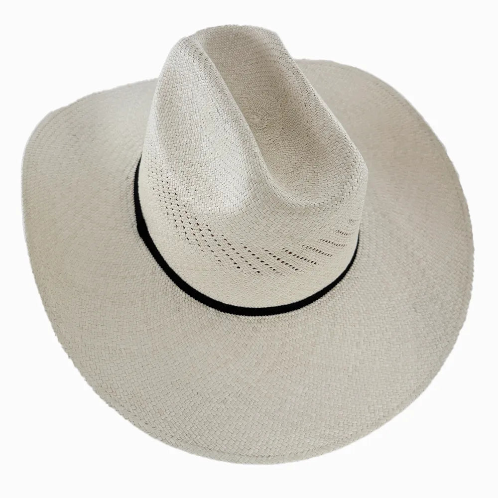 Chase | Mens Cream Toquilla Straw Curled Panama Cowboy Hat
