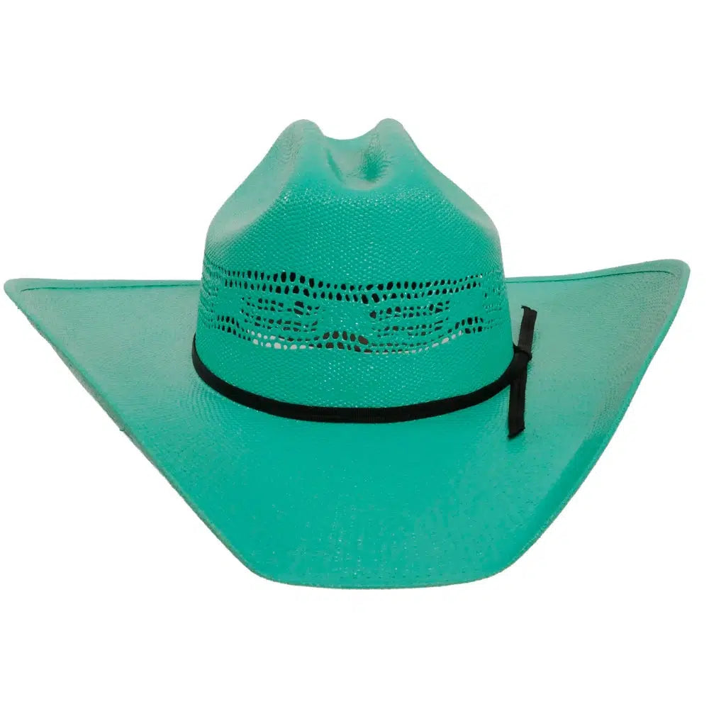 turquoise straw chelsea cowgirl hat front view