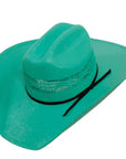 turquoise straw chelsea cowgirl hat angled view
