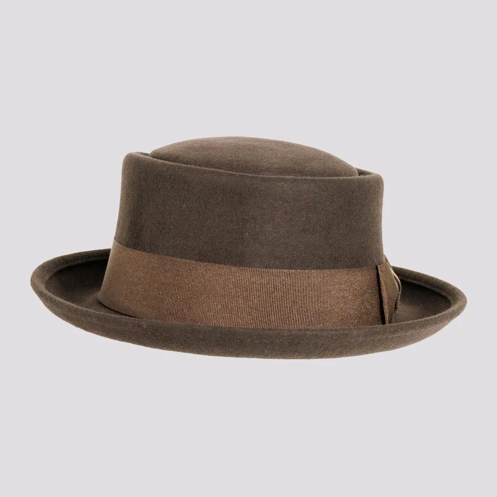 Chi-Town | Womens Brown Crushable Wool Felt Pork Pie Hat