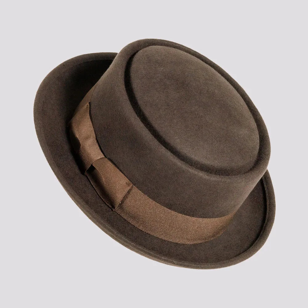 Chi-Town | Womens Brown Crushable Wool Felt Pork Pie Hat