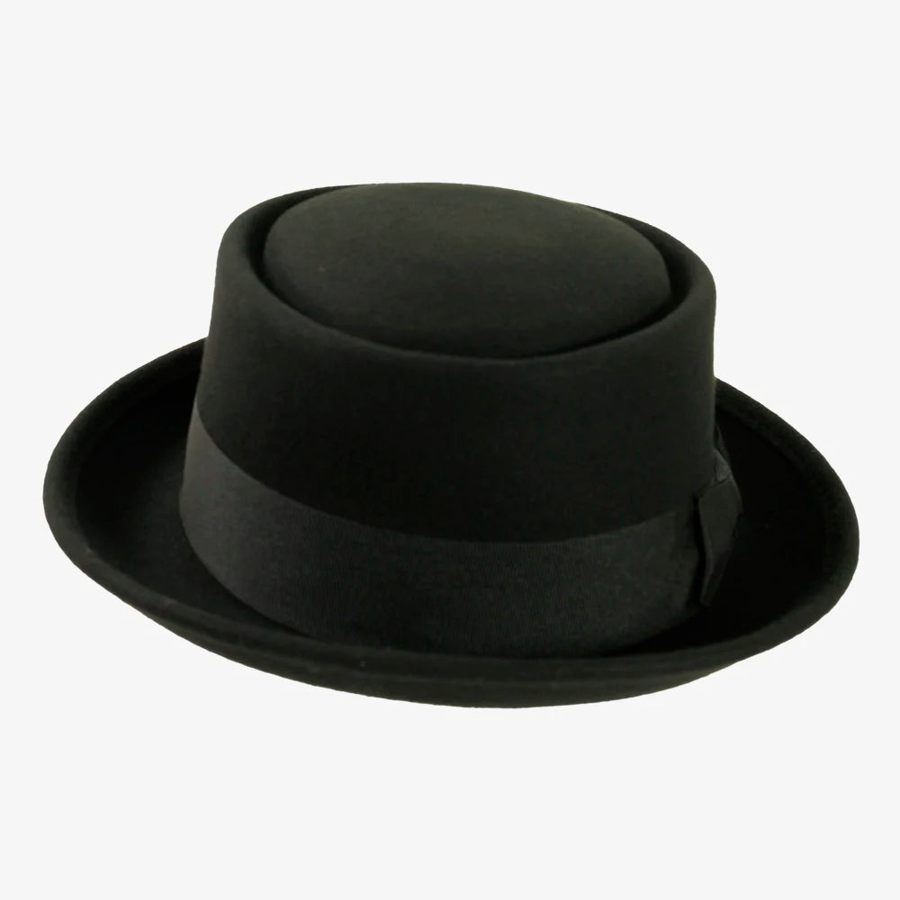 Chi-Town | Womens Black Crushable Wool Felt Pork Pie Hat
