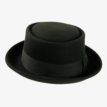 Chi-Town | Womens Black Crushable Wool Felt Pork Pie Hat