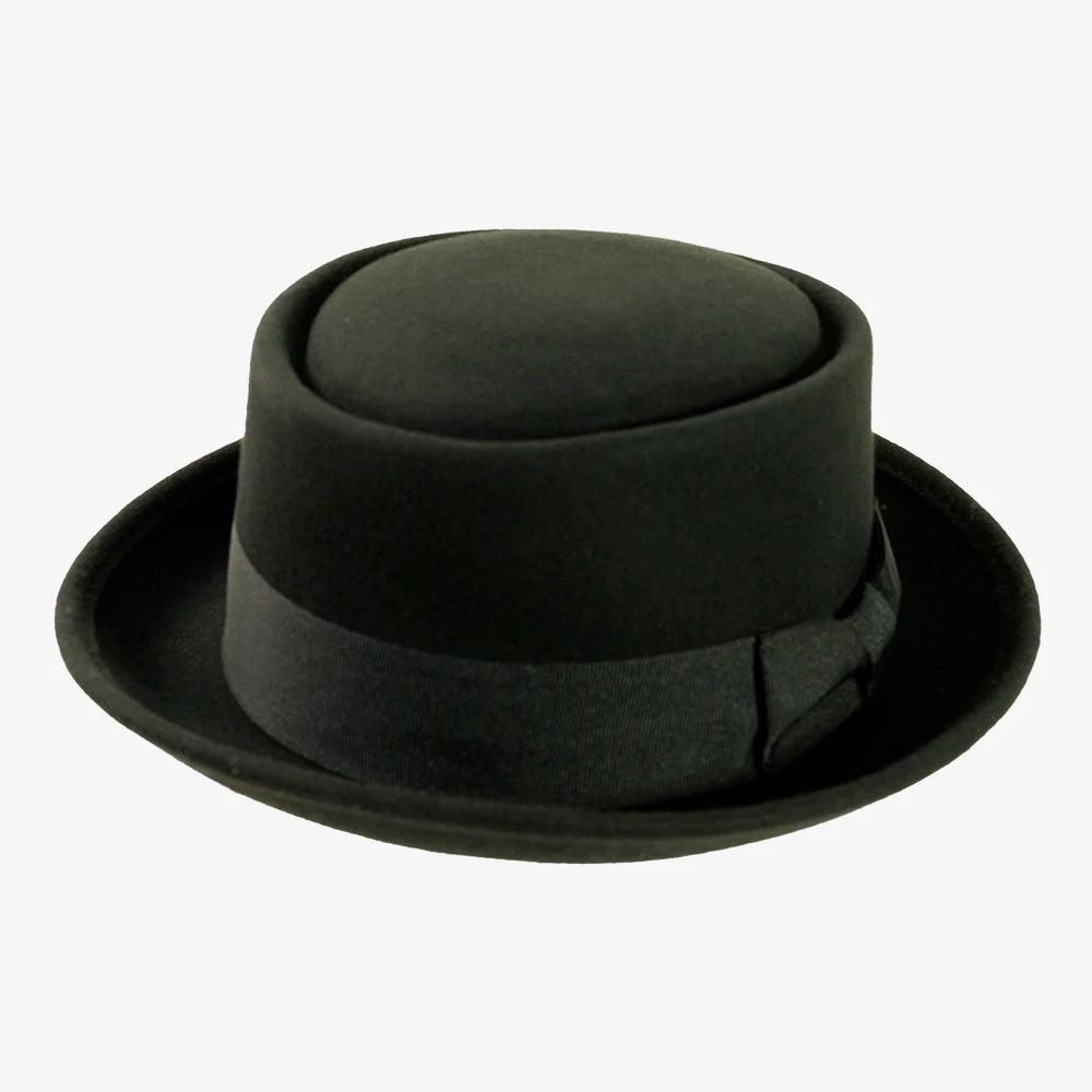 Chi-Town | Womens Black Crushable Wool Felt Pork Pie Hat