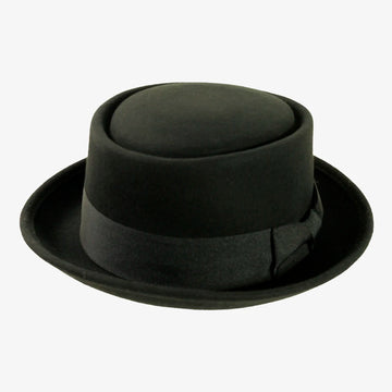 Chi-Town | Womens Black Crushable Wool Felt Pork Pie Hat