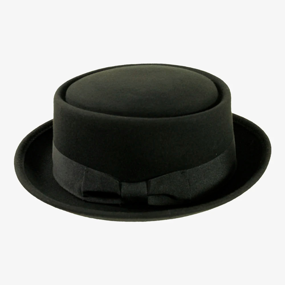 Chi-Town | Womens Black Crushable Wool Felt Pork Pie Hat