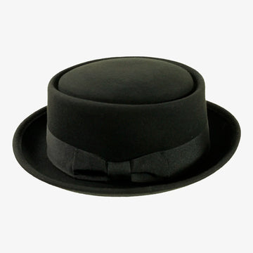 Chi-Town | Womens Black Crushable Wool Felt Pork Pie Hat