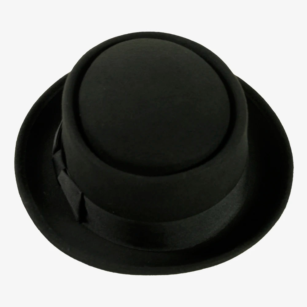 Chi-Town | Womens Black Crushable Wool Felt Pork Pie Hat