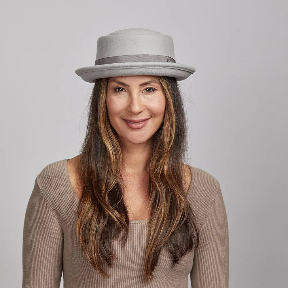 Grey pork pie hat sales