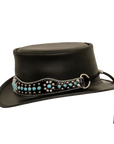 chopper mens black leather top hat angled view