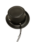 chopper mens black leather top hat top view