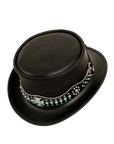 chopper mens black leather top hat angled view