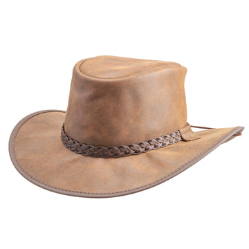 Crusher | Mens Bomber Brown Crushable Leather Outback Hat