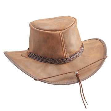 Crusher | Mens Bomber Brown Crushable Leather Outback Hat