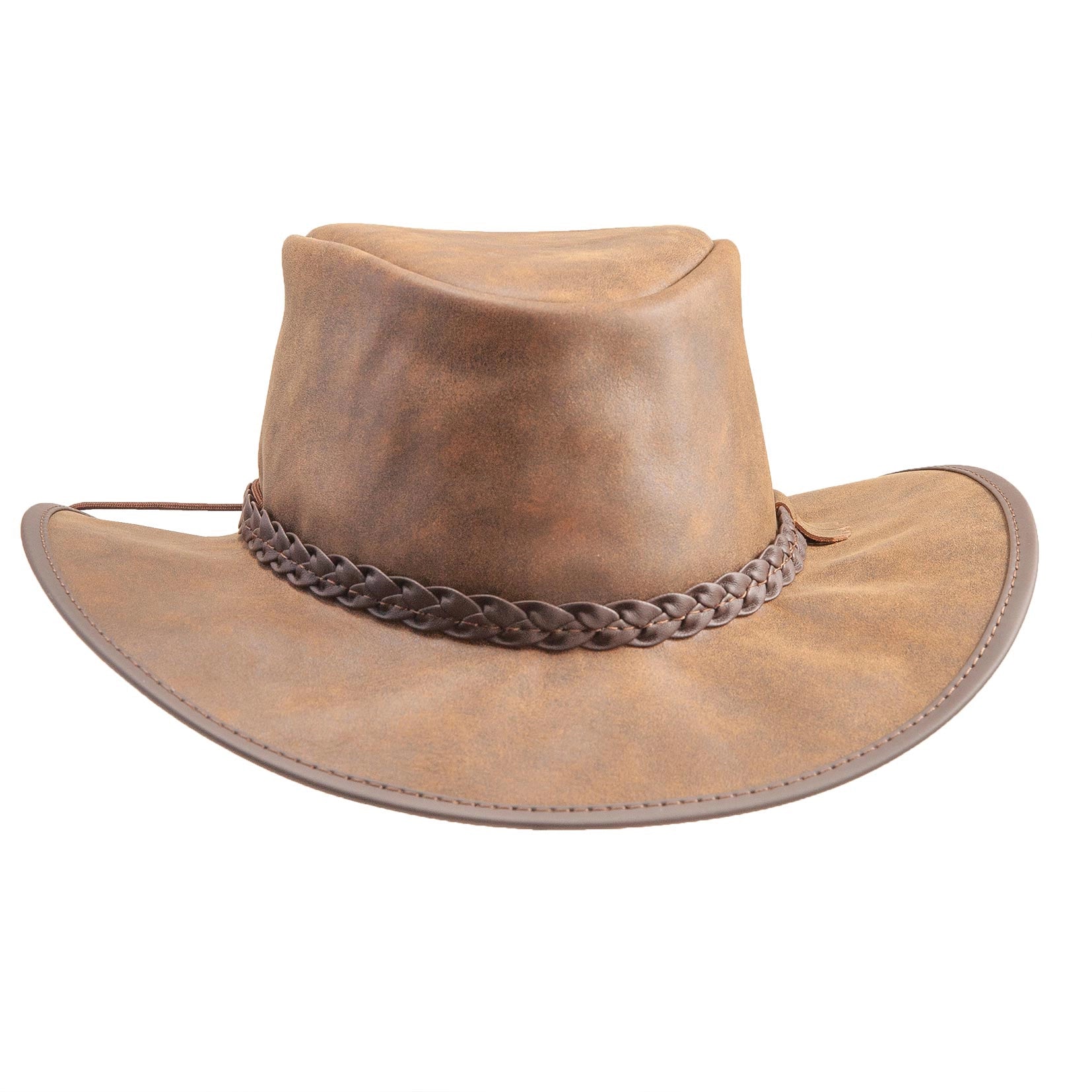 Crusher | Mens Bomber Brown Crushable Leather Outback Hat