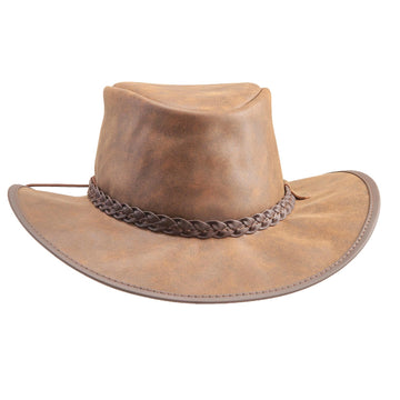 Crusher | Mens Bomber Brown Crushable Leather Outback Hat