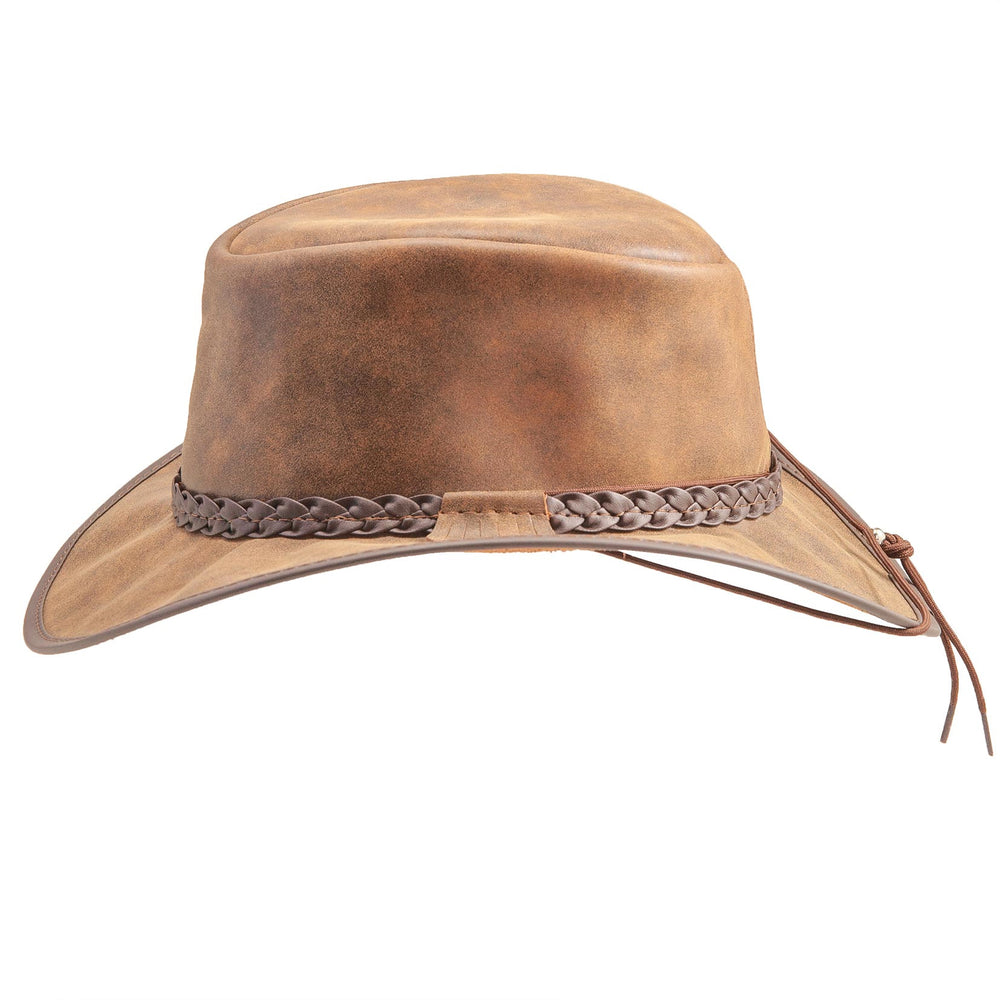 Crusher | Mens Bomber Brown Crushable Leather Outback Hat