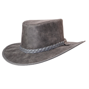 Crusher | Mens Bomber Gray Crushable Leather Outback Hat