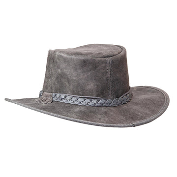 Crusher | Mens Bomber Gray Crushable Leather Outback Hat