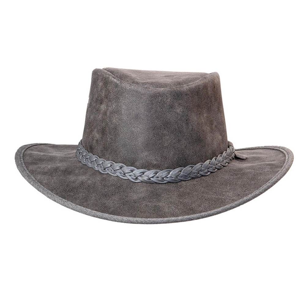 Crusher | Mens Bomber Gray Crushable Leather Outback Hat