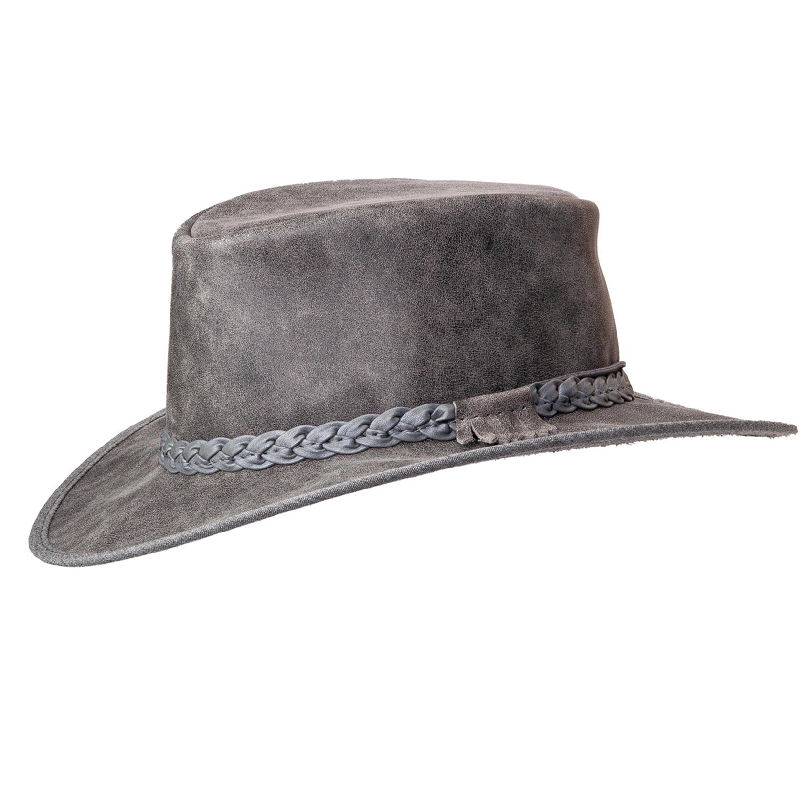 Crusher | Mens Bomber Gray Crushable Leather Outback Hat