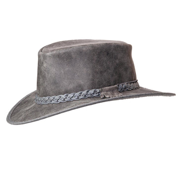 Crusher | Mens Bomber Gray Crushable Leather Outback Hat