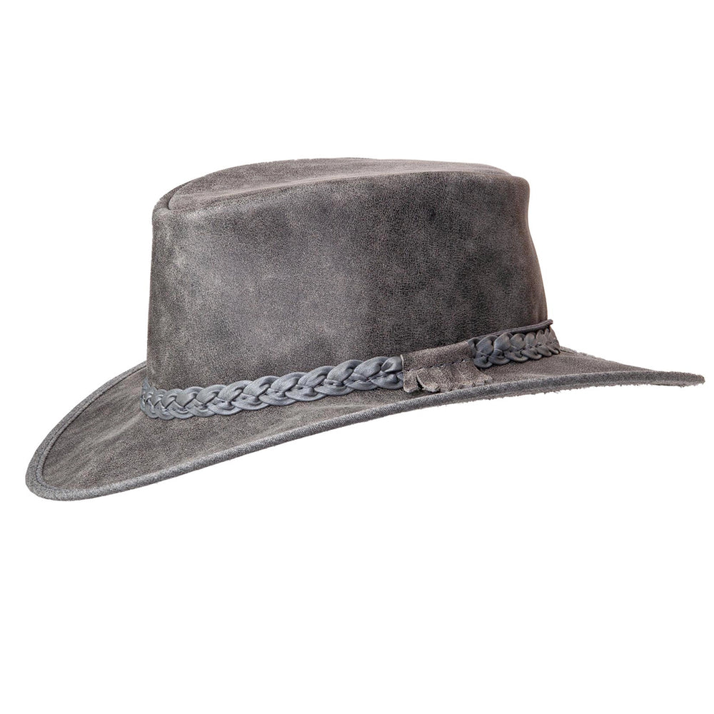 Crusher | Womens Bomber Gray Leather Crushable Outback Hat