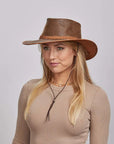 Crusher | Womens Leather Crushable Outback Hat