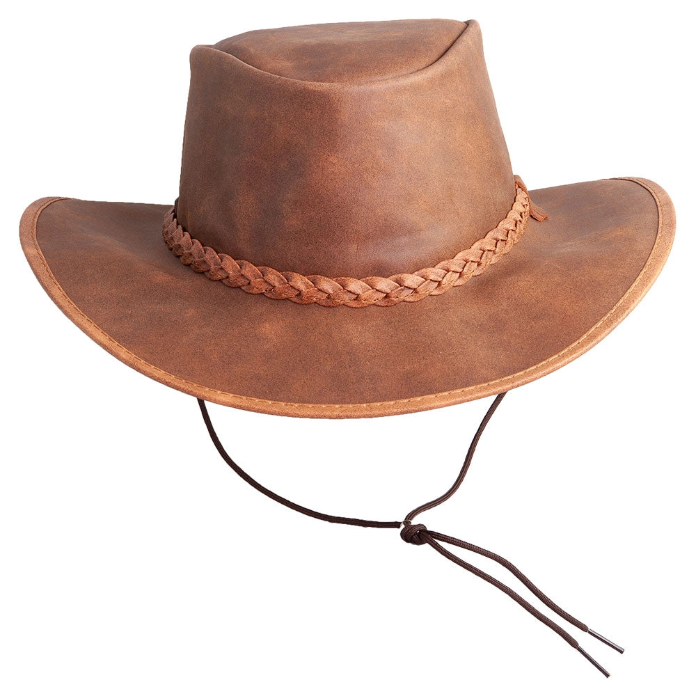 Crusher | Mens Copper Crushable Leather Outback Hat