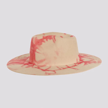 Demi | Womens Pink Tie Dye Wool Felt Fedora Hat