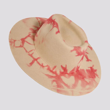 Demi | Womens Pink Tie Dye Wool Felt Fedora Hat