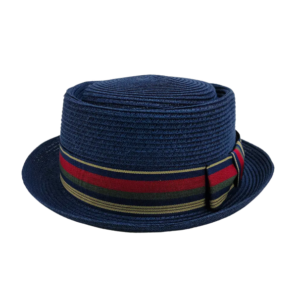 Detroit | Mens Navy Fedora Straw Pork Pie Hat – American Hat Makers