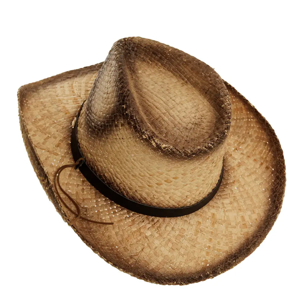 Dodge Natural Straw Cowboy Hat Top Angled View