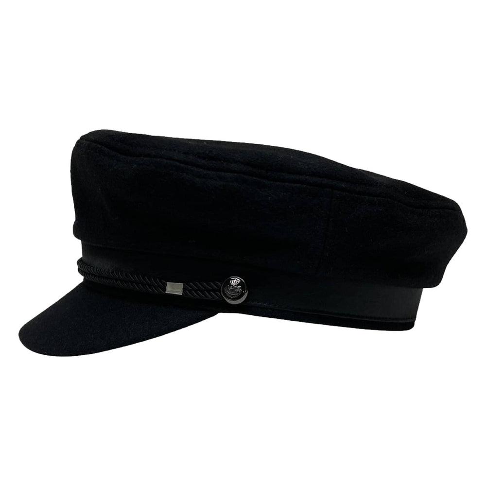 Downtown Black Wool Polyester Cap by American Hat Makers side view