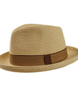 Emilio Natural Sun Straw Fedora Hat Angled View