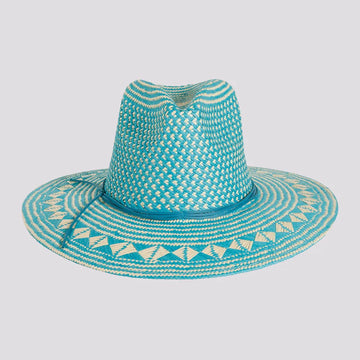Eppie | Mens Natural & Aqua Two Tone Toyo Straw Sun Hat