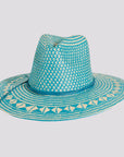 Eppie | Mens Natural & Aqua Two Tone Toyo Straw Sun Hat