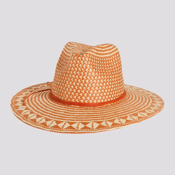 Eppie | Mens Natural & Terracotta Two Tone Toyo Straw Sun Hat