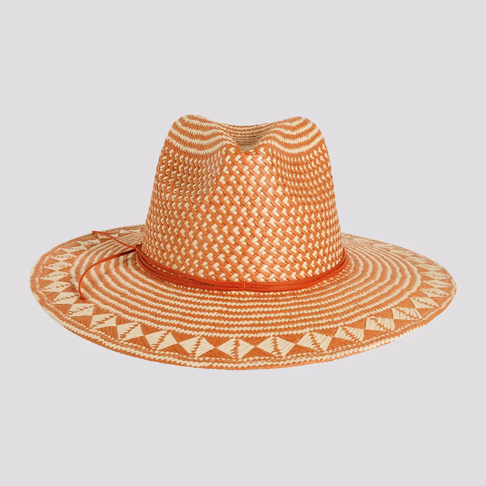 Eppie | Mens Natural & Terracotta Two Tone Toyo Straw Sun Hat