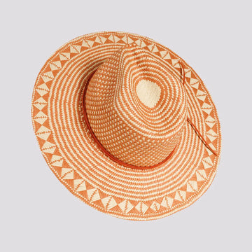 Eppie | Womens Natural & Terracotta Two Tone Toyo Straw Sun Hat
