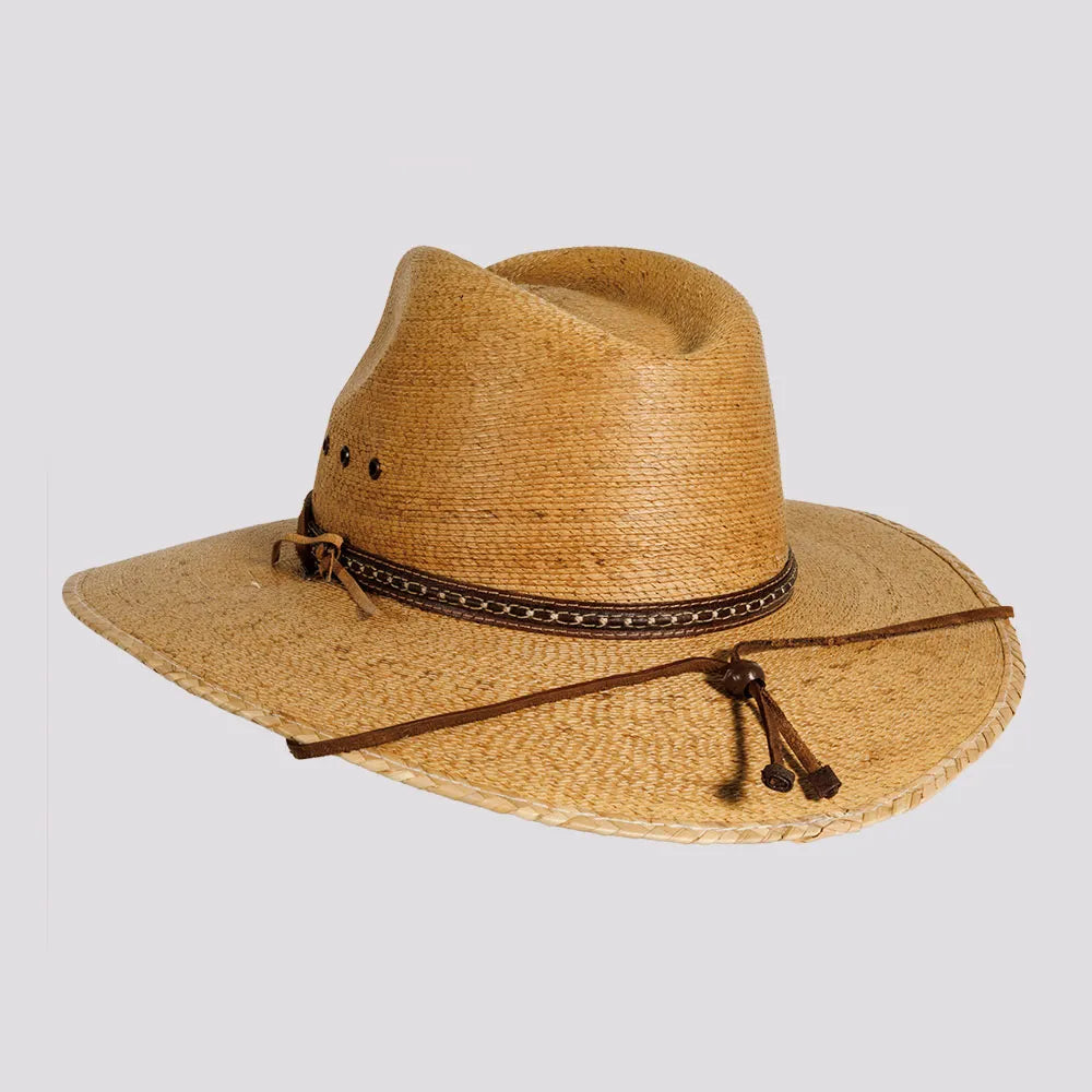Falcon | Womens Tan Fine Mexican Palm Wide Brim Straw Sun Hat