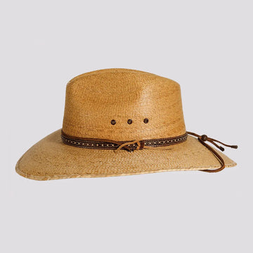 Falcon | Womens Tan Fine Mexican Palm Wide Brim Straw Sun Hat