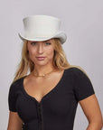 Ghost Rider | Womens White Leather Top Hat