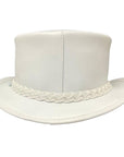 A back view of a Ghost Rider White Leather Top Hat
