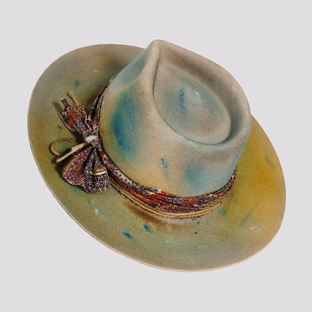 Graffiti | Mens Wool Felt Pinch Front Fedora Hat with Raw Edge