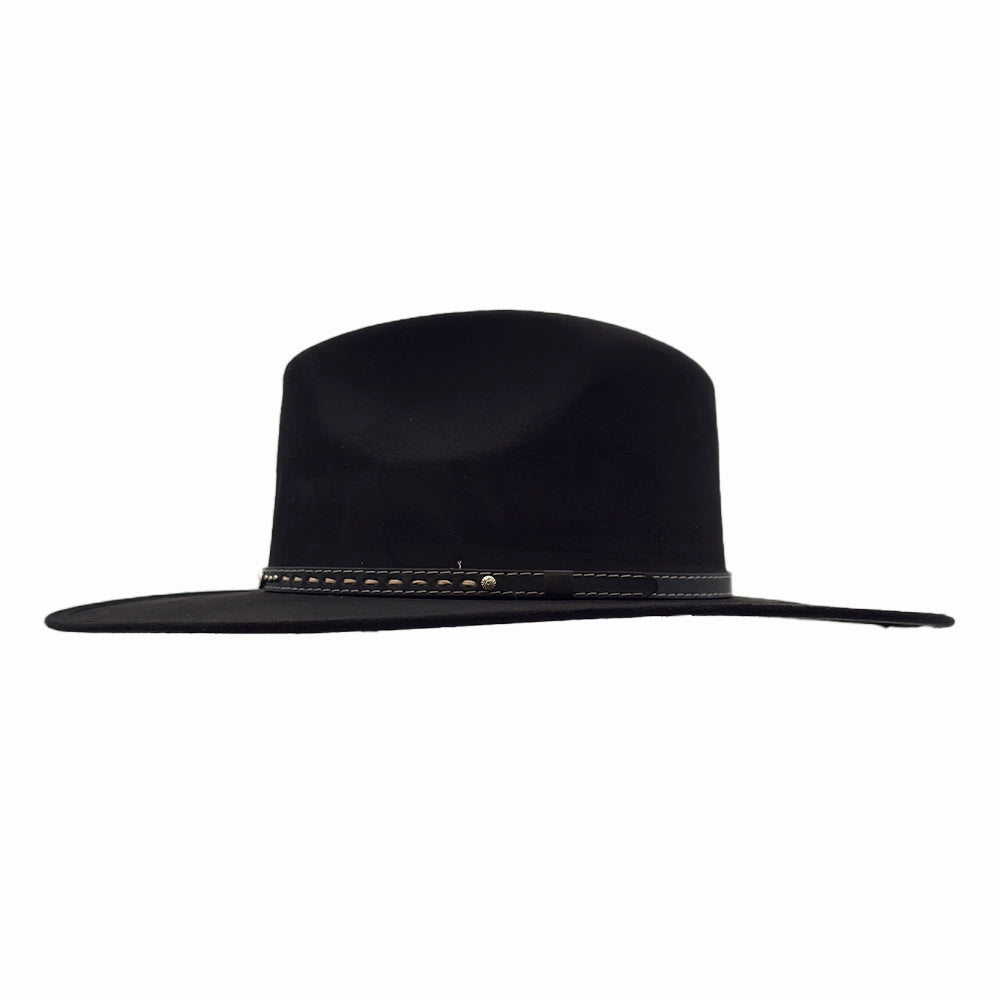 Granger | Womens Black Faux Suede Rancher Fedora Hat