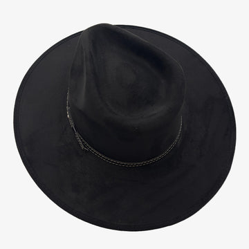 Granger | Womens Black Faux Suede Rancher Fedora Hat